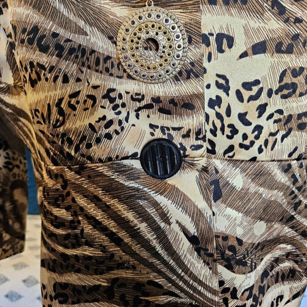 Isabella Suits Animal Print Blazer 16 - Mob Wife Cheetah Zebra Print Jacket L - Picture 7 of 11